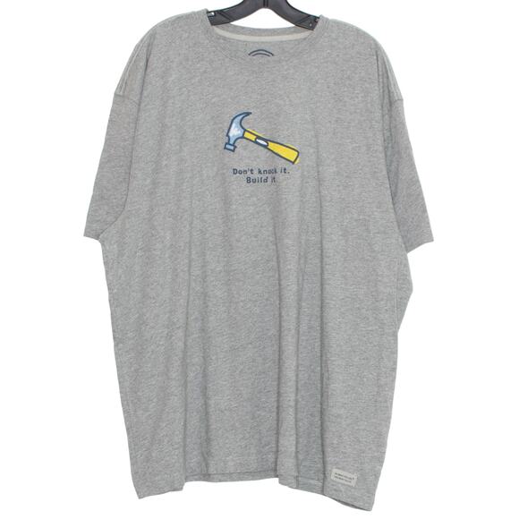 NWT Life Is Good Mens Shirt Tee Don't Knock It Build It Short Sleeve Gray XXL GU - Picture 7 of 7